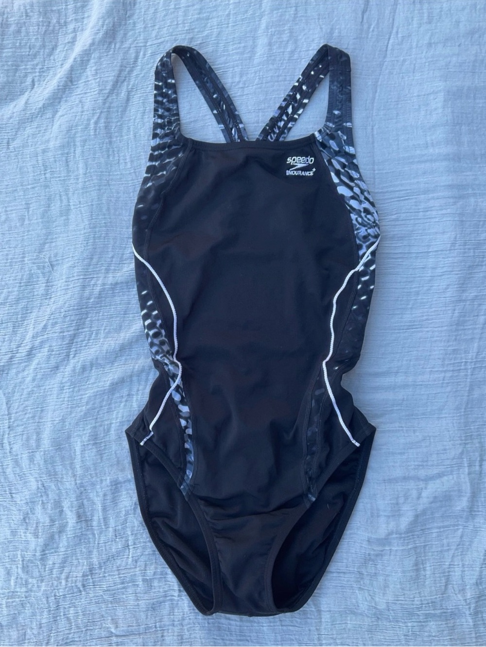 Speedo Black One-Piece Swimsuit with Gray Accent